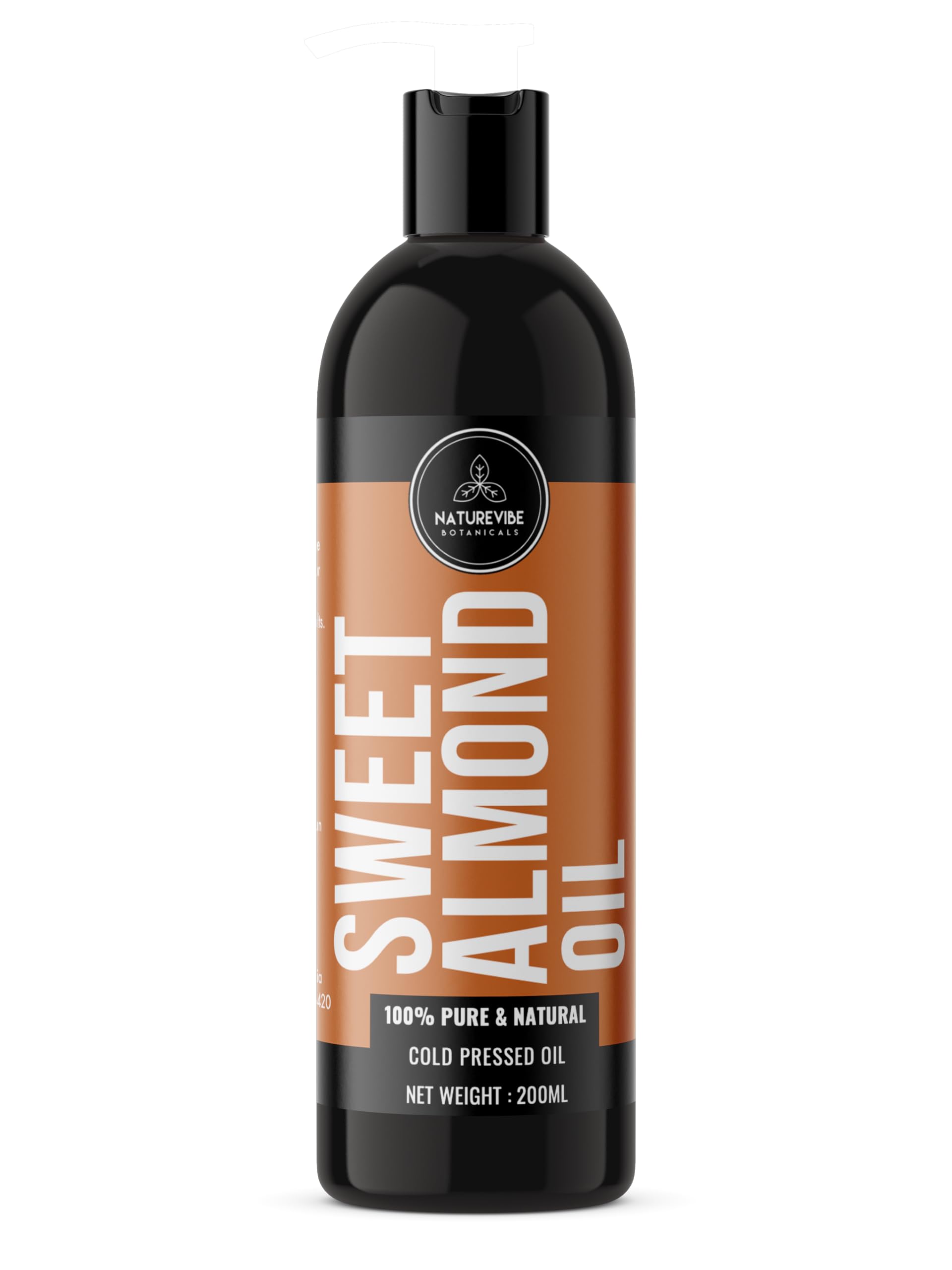 Almond Oil 200ml by Naturevibe Botanicals 100% Pure Cold Pressed Sweet Almond for Skin, Hair & Face | Rich in Vitamin E | Lightweight Moisturizing Massage Oil-picture-40