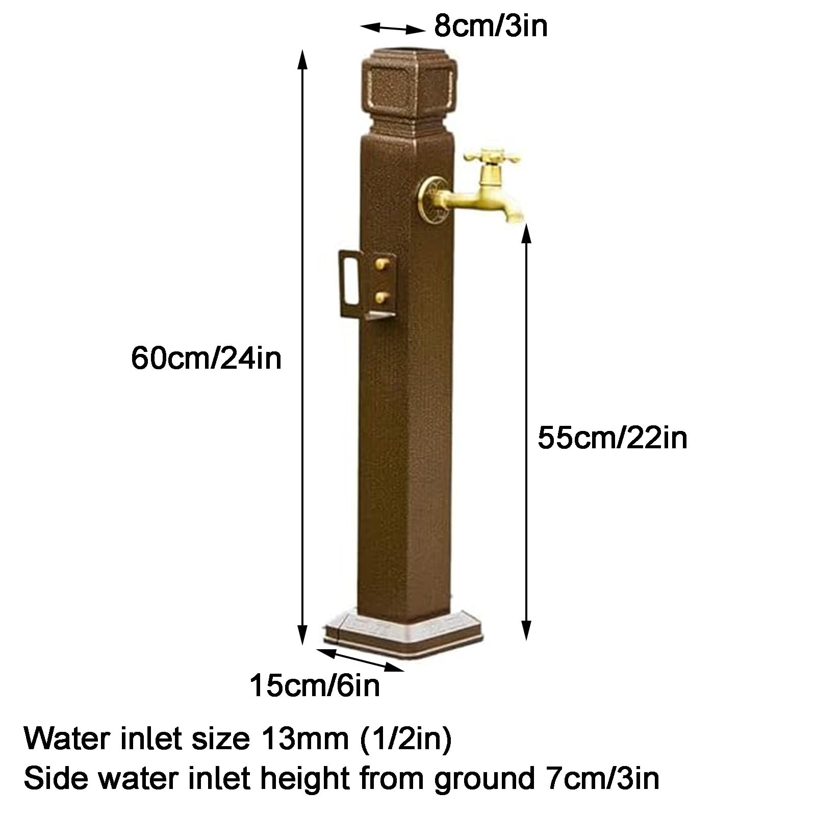 Columna de agua para grifo al aire libre, columna de agua de jardín independiente, anticongelación, con gancho y pistola pulverizadora, fuente de metal, hidrante de incendios de jardín, para riego y
