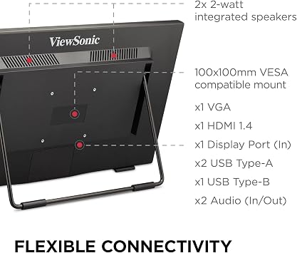 ViewSonic TD2465 24 Inch 1080p Touch Screen Monitor, 10-Point Multi-Touch for Industrial and Retail Environments, Glove-Friendly Interaction, Advanced Ergonomics, HDMI, USB