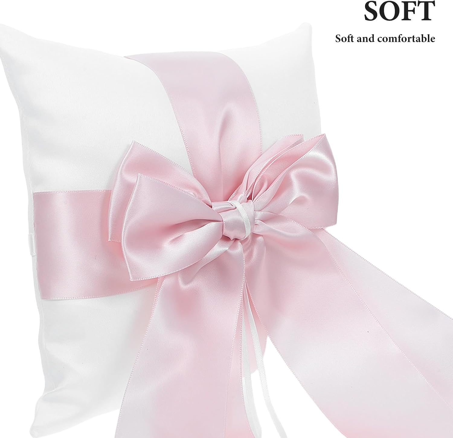 2PCS Wedding Ring Pillow with Ribbon Bow - 7.9 Inch Ring Bearer Holder Cushion for Bridal Party Engagement Ceremony Decor - Jewelry Cushion Keepsake