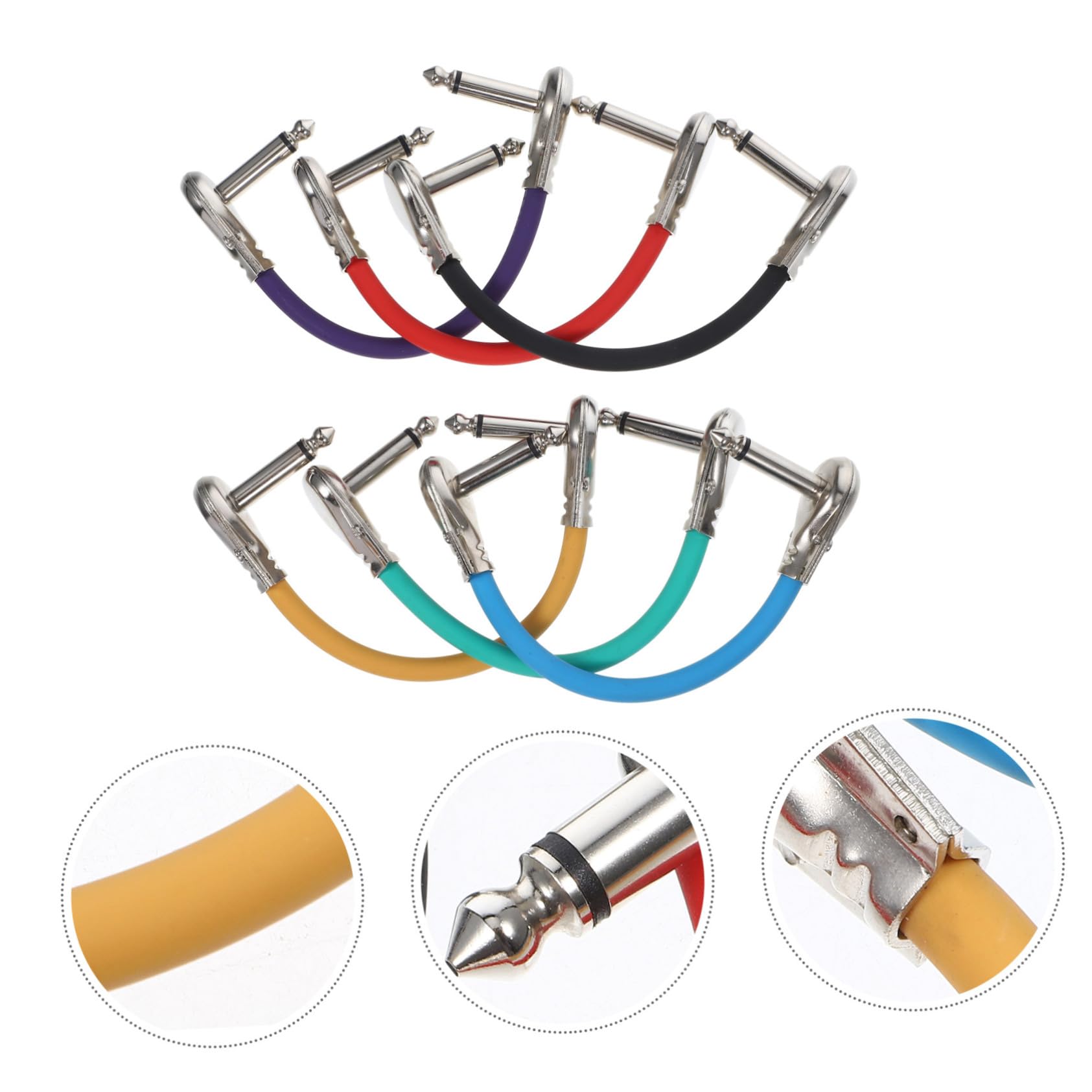 TOYANDONA Cables de Conexión para Guitarra de 6, 35mm, 6 Piezas | Pu y Cobre, Formato Plano de 15cm, Diseño Plug-and-play para Espacios Reducidos