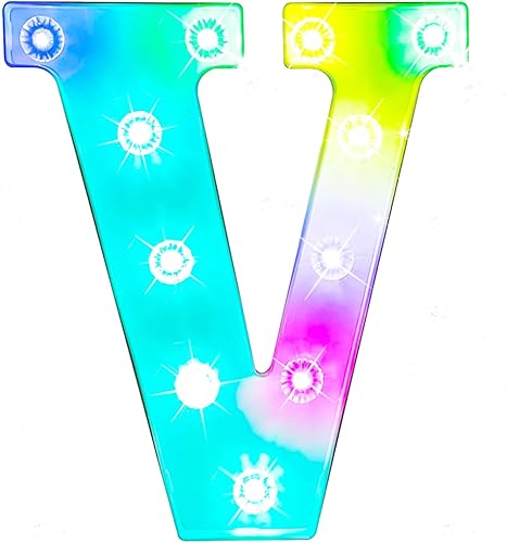 Letrero con luces LED de marquesina, letra del alfabeto iluminada para decoración del hogar, fiesta, boda (letra I colorido)