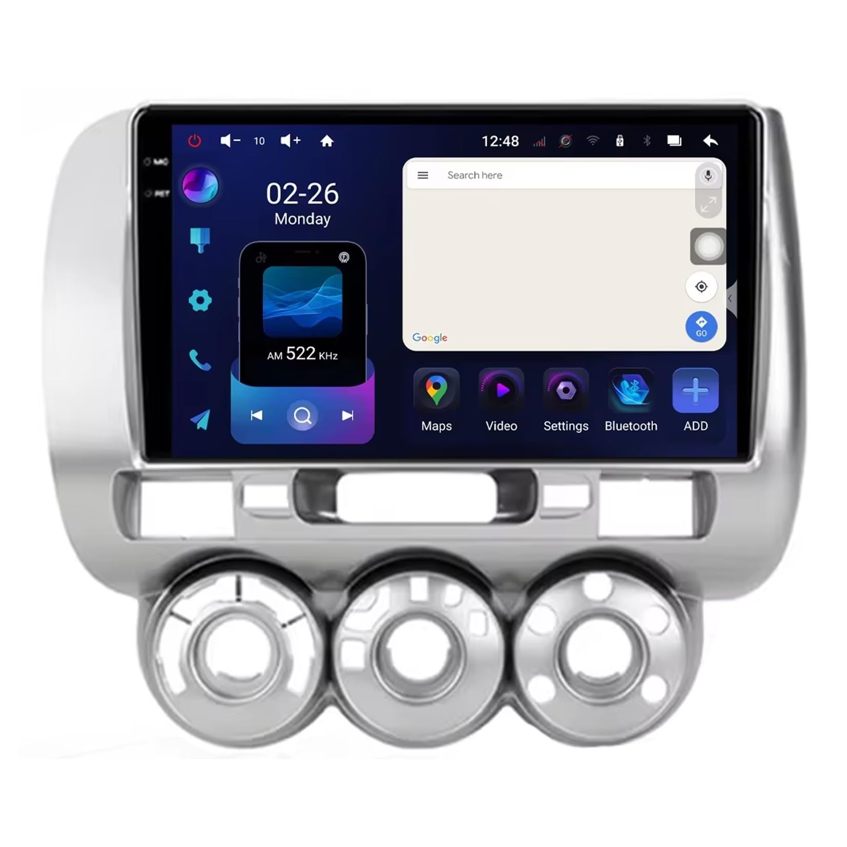 Lettore Audio per Auto per Honda Jazz 1 GD 2001-2008 Android 15 9 Pollici Car Navigazione con Bt Wifi Fm Gps Wireless Carplay Android Auto Per, 4 Core 4G+64G