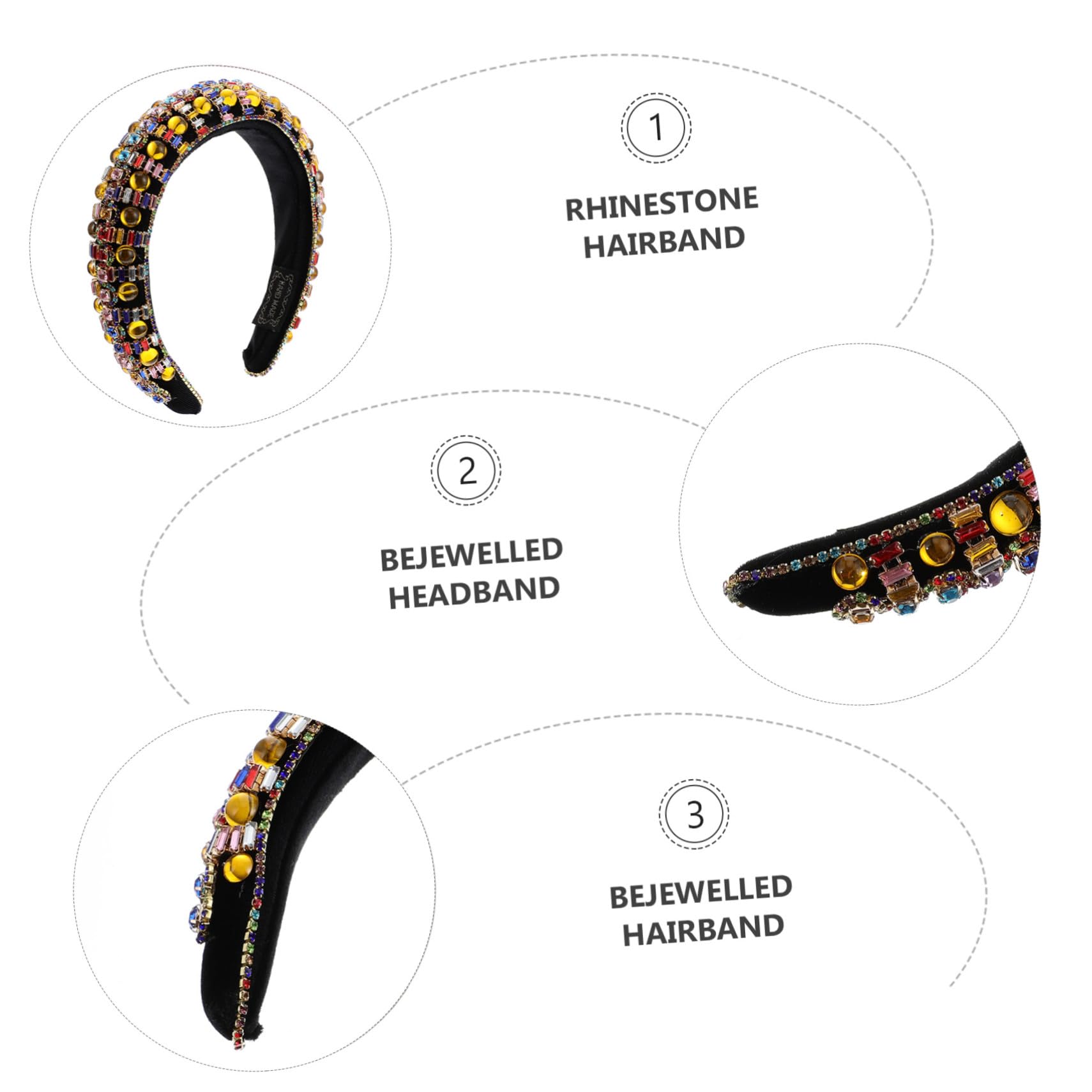 Gatuida Diadema Ancha Piedras Brillantes para Mujer Vintage Gemas de Imitación Accesorio Cabello Adecuado para Uso Diario y Ocasiones Obsequios