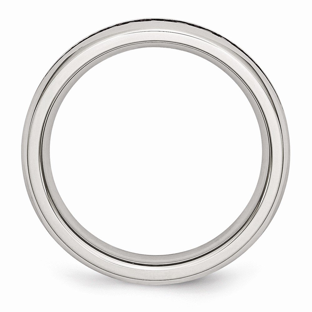 Chisel Stainless Steel 4mm July Dark Pink CZ Ring Size 9