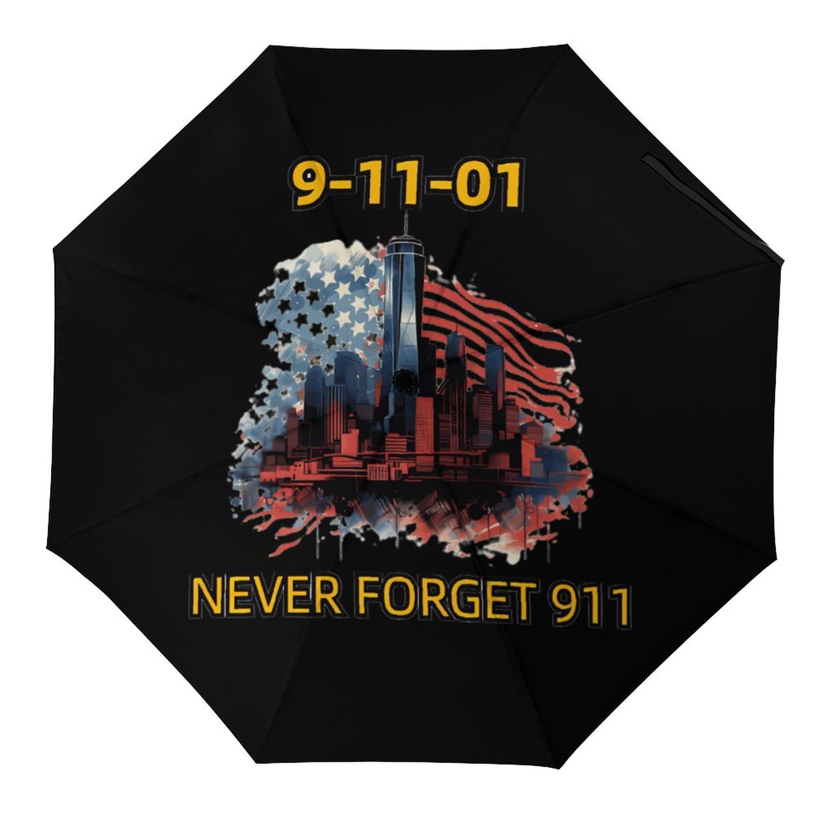 LJFABKYNever Forget Twin Towers 911 Windproof Travel Manual 3 Folding Umbrella Waterproof Automatic Rainbrella For Men Women
