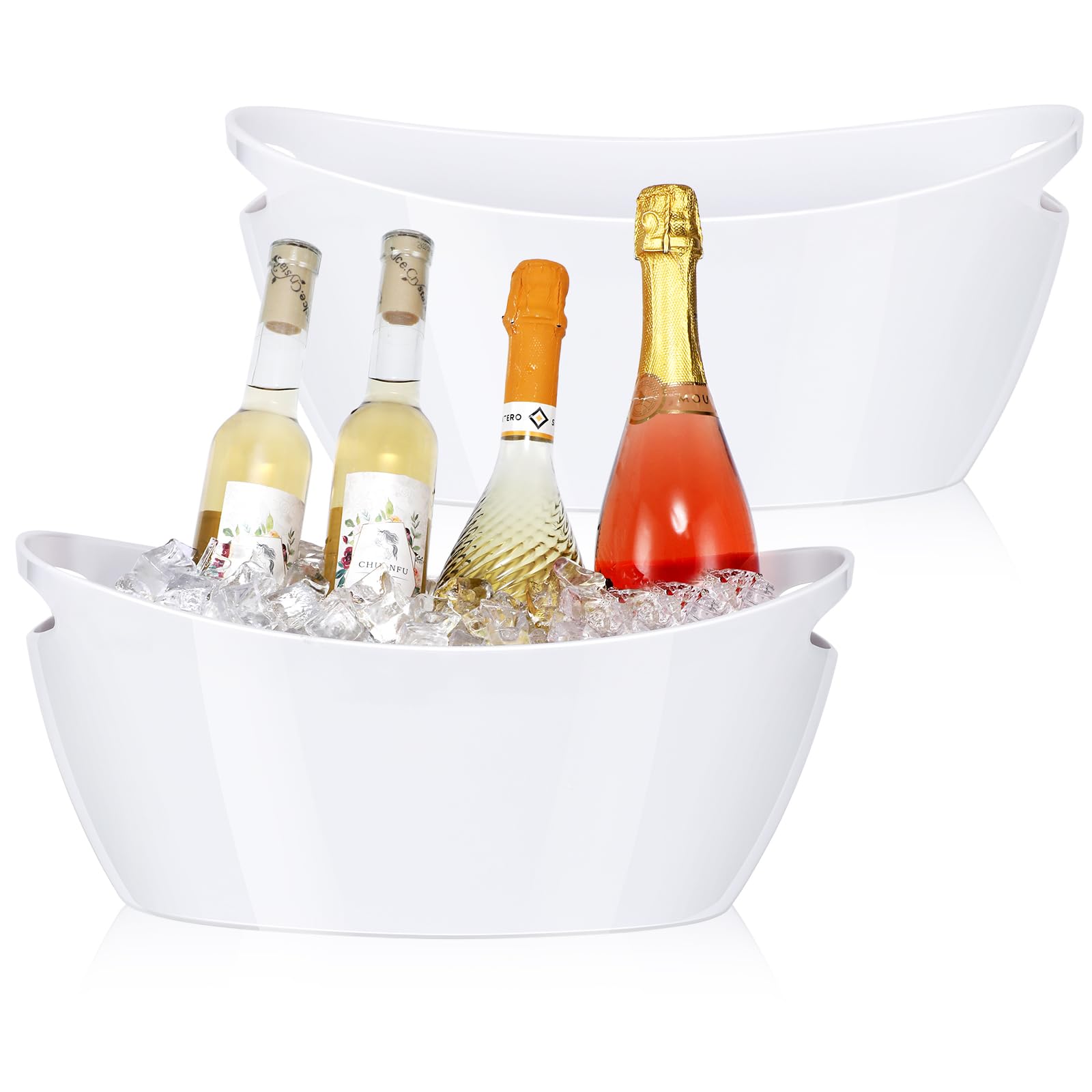 Ice Bucket 2 PCS,Acrylic Ice Buckets for Parties, Mimosa Bar Supplies Beverage Tub and Scoops for Champagne Beer Sparkling Wine Cocktails（5.5L）Extra Large Model (Clear) (white)