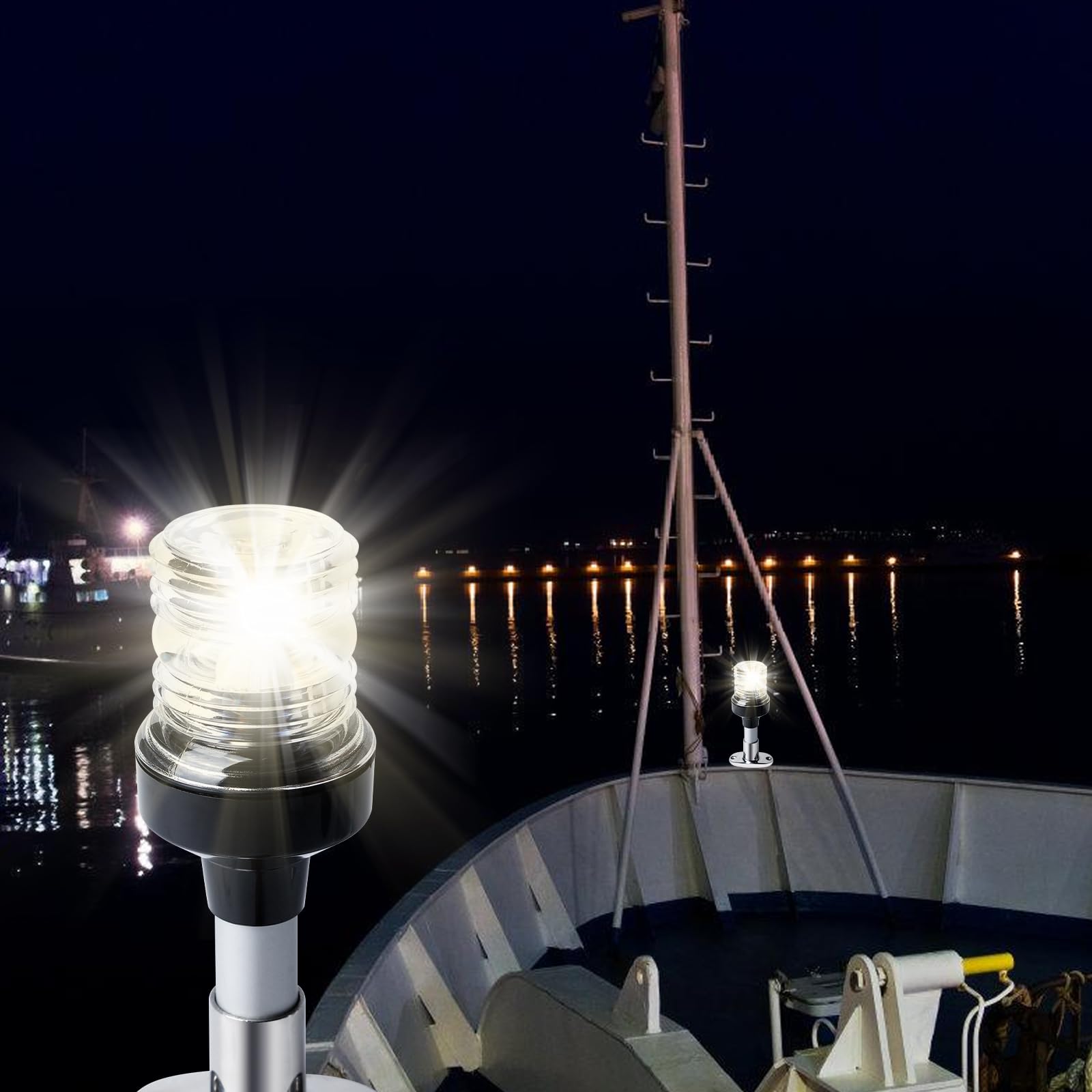 Luce di ancoraggio per barca, 12 V-24 V, luce di segnalazione per vela, luce di ancoraggio regolabile in acciaio inox, accessorio per barche da yacht