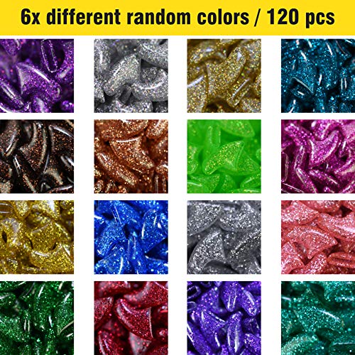 Zetpo 120 Pcs Glitter Soft Cat Claw Caps For Cats Nail Claws 6X Different Random Colors + 6X Adhesive Glue + 6X Applicator, Pet Cap Tips Cover Paws Grooming Soft Covers (S) #TOP1