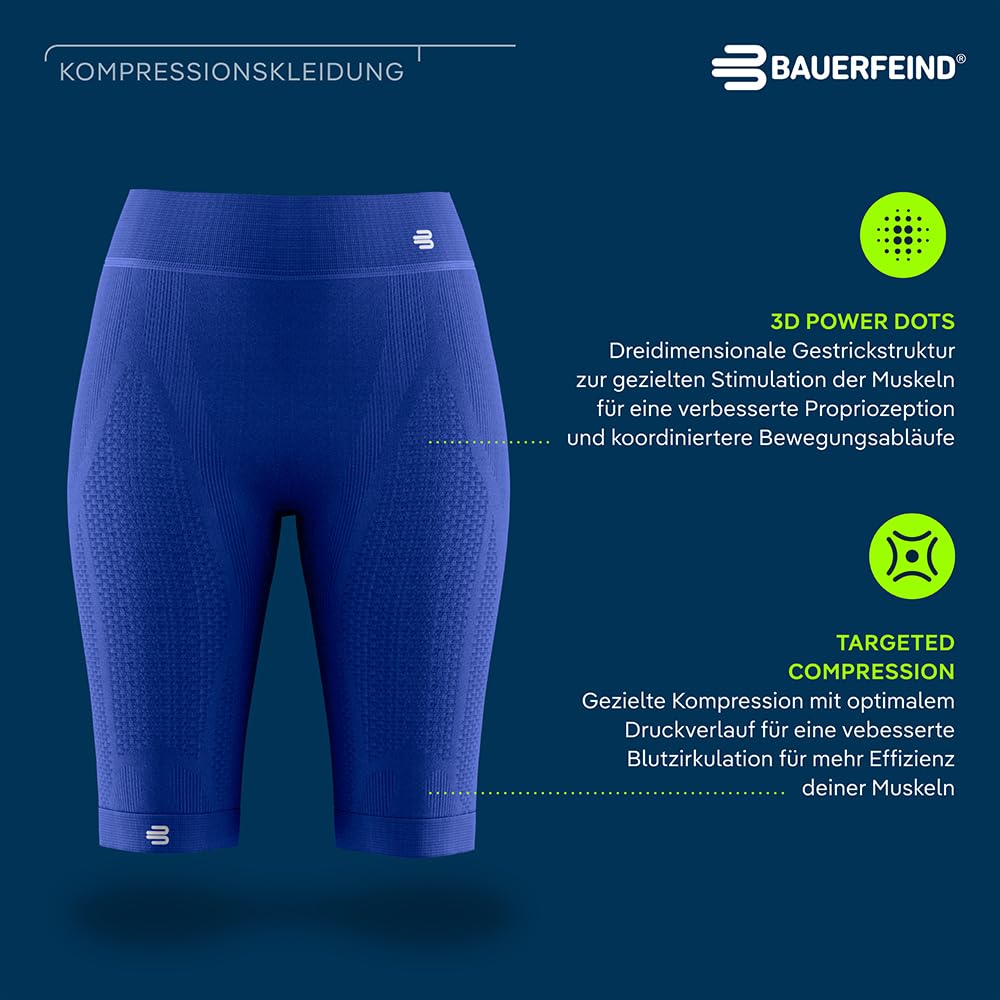 BAUERFEIND Kompressions-Hose „Sports Compression Tights Short“, Sporthose für Damen, Kurz, Für verbesserte Durchblutung der Beinmuskulatur, Polyamid/Elasthan