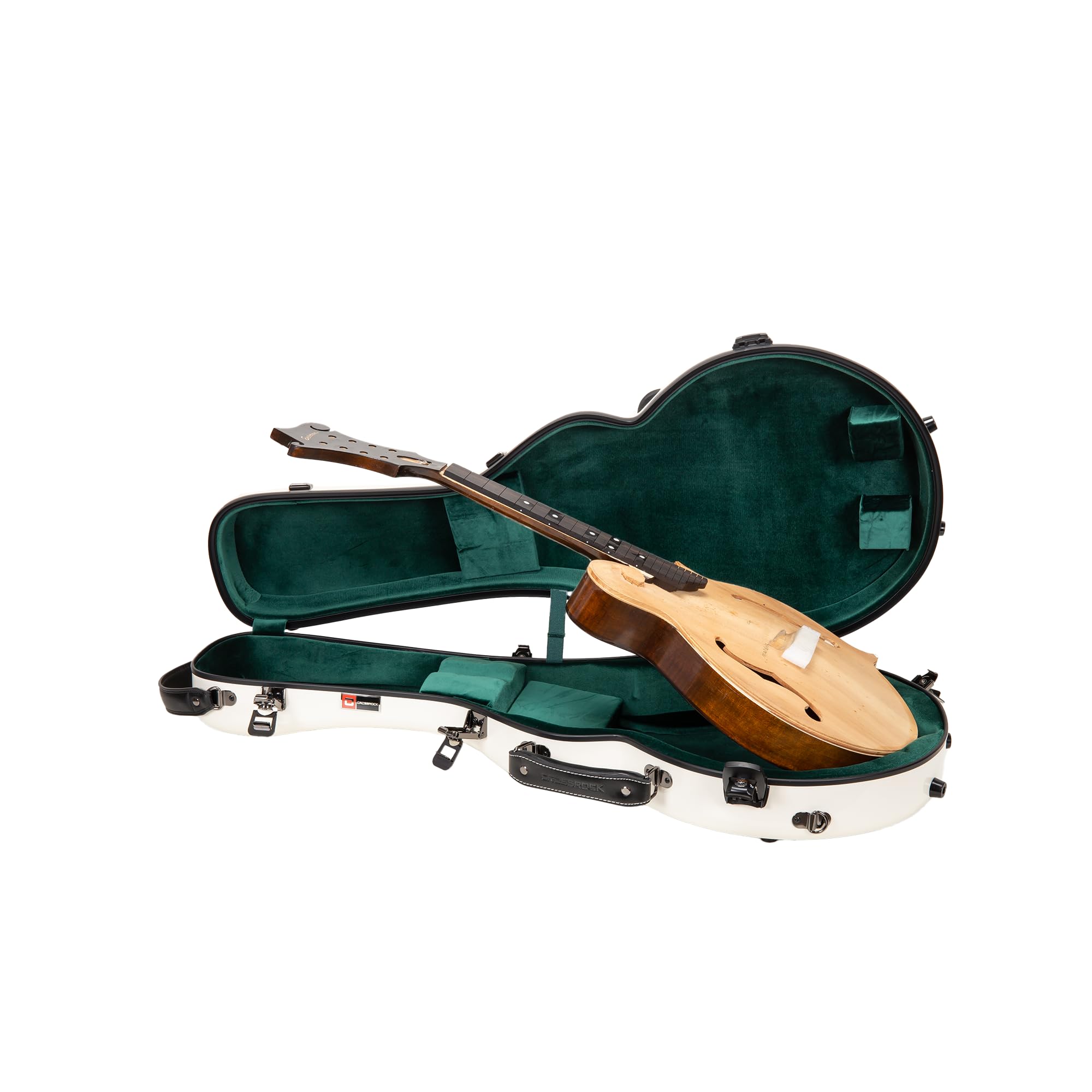 Crossrock Mandola Case for Gibson A &amp; F Style and Eastman F Style | 100% Fiberglass Hardshell, TSA Lock, Detachable Backpack - Milky White (CRF2020UMLMW)