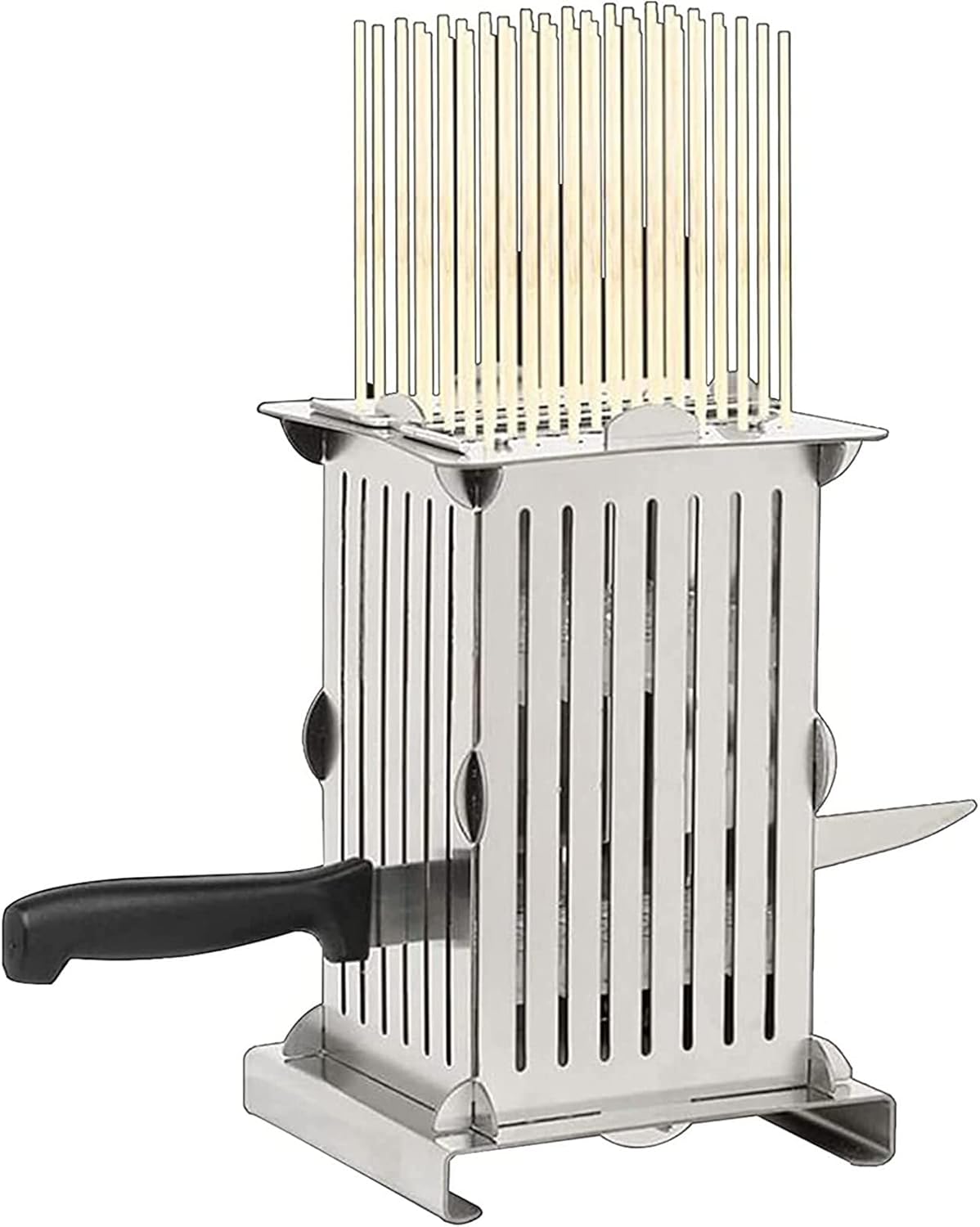 Stainless Steel 49 Holes Kebab Maker Box | BBQ Tool for Home and Commercial Use | Rapid Wear Meat Skewer Machine | Easy Disassembly