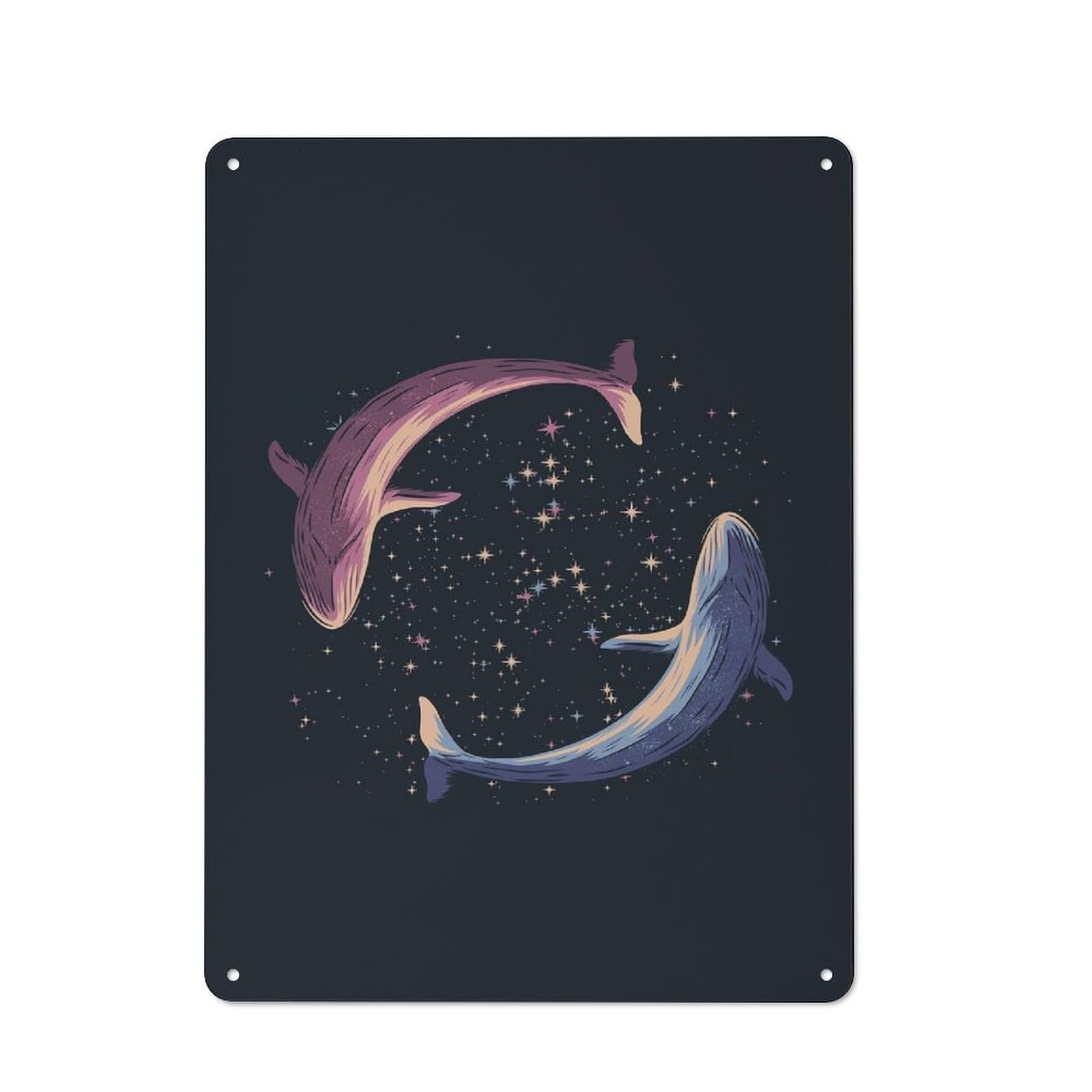 Junmoney Stars Of Sea Whale Retro Tin Sign 40X30cm For Home Office Or Studio, Suited To Home Office Decor Fans