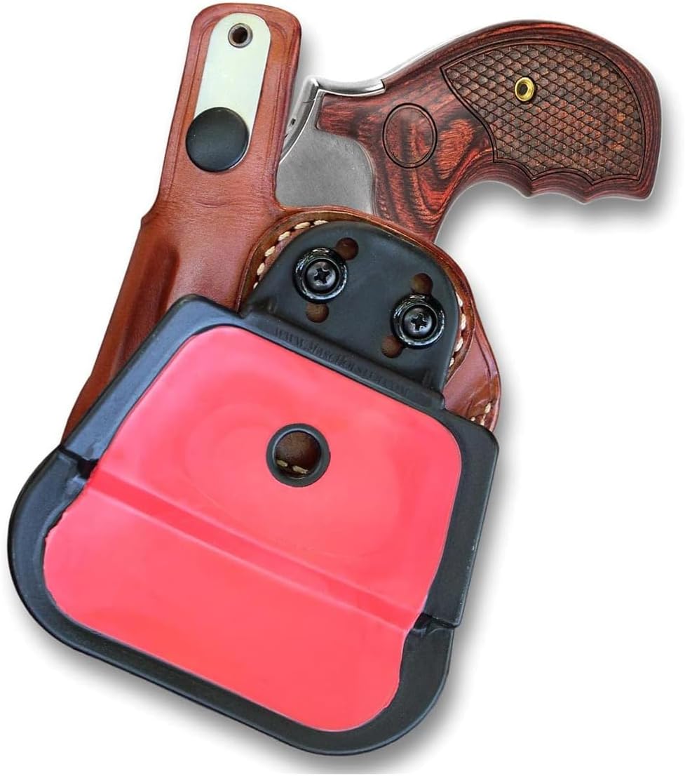 Premium Leather OWB Paddle Holster with Thumb Break Fits 856 .38 Special Revolver 2" BBL 6-Shot, Right Hand Draw, Brown Color #1523#