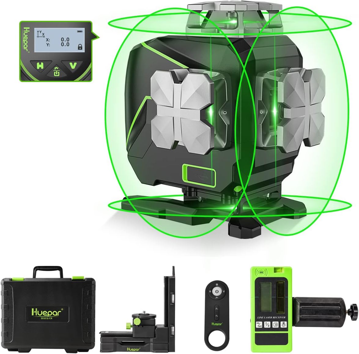 HUEPAR Multi-Line 360 ° Livello Laser Viola Autolivellante, Strumento Laser A Linee Incrociate Con Modalà Impulso, Base Magnetica, Per L'edilizia - Foto 2