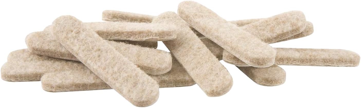 Rok Hardware 100 Pack Heavy Duty Self-Adhesive Felt Pad Strips, 2-5/8 x 1/2, Beige, Value Pack