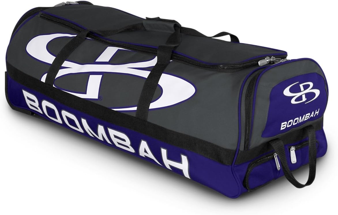 Boombah Brute Rolling Baseball/Softball Bat Bag - 35" x 15" x 12-1/2" - Holds 4 Bats and Room for Gear - Wheeled Bag