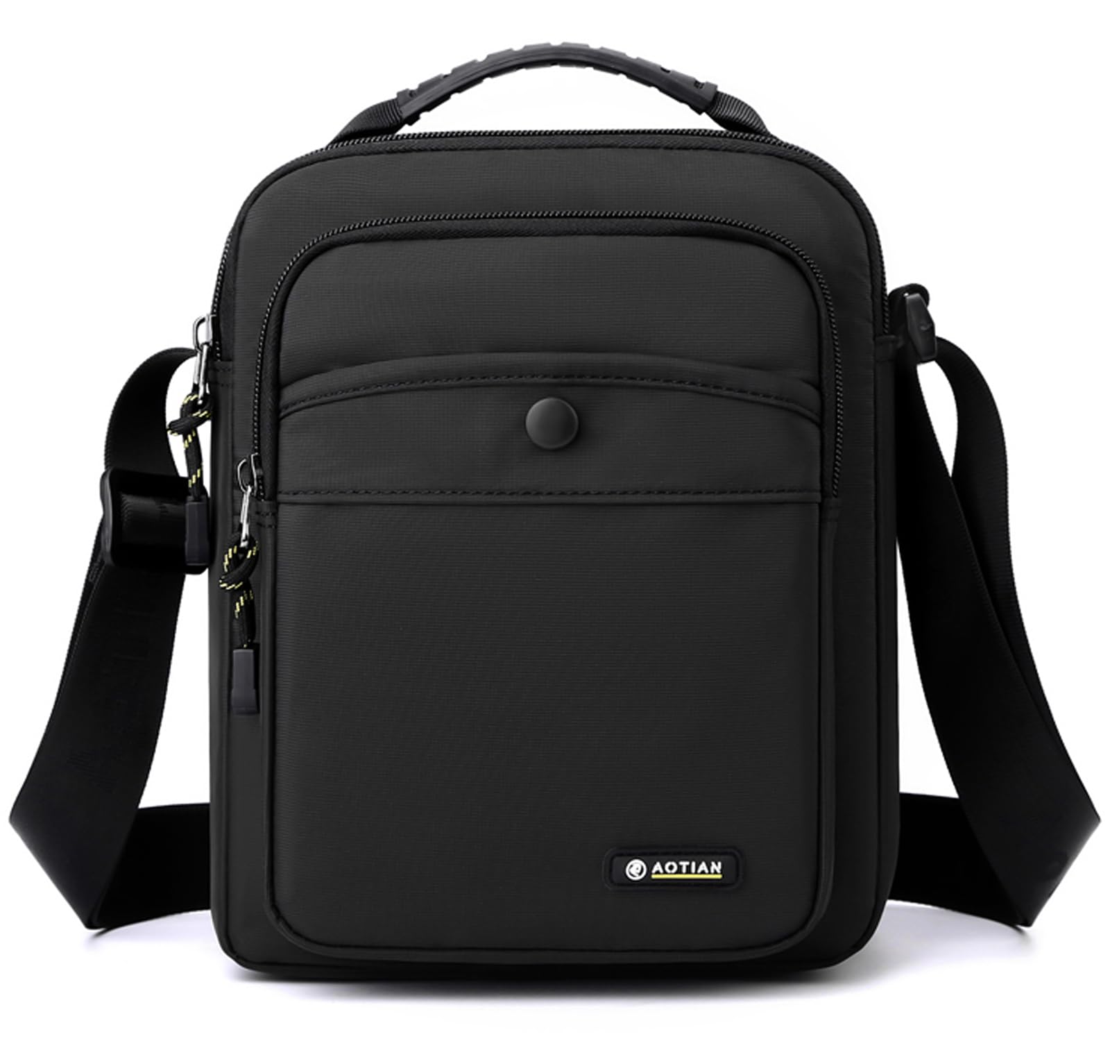 Borsa a tracolla da uomo piccola borsa a tracolla in nylon da lavoro impermeabile leggera casual nera borsa da messaggero per lavoro viaggi all'aperto
