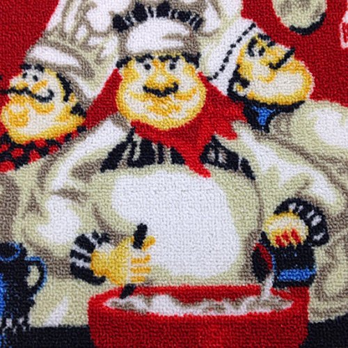 Wolala Home 2Pcs Chefs Man Kitchen Rugs For Wood Floors Red Machine Washable Non-Slip Kitchen Rug Sets (1'3X2'0+1'3X4'0) #TOP2