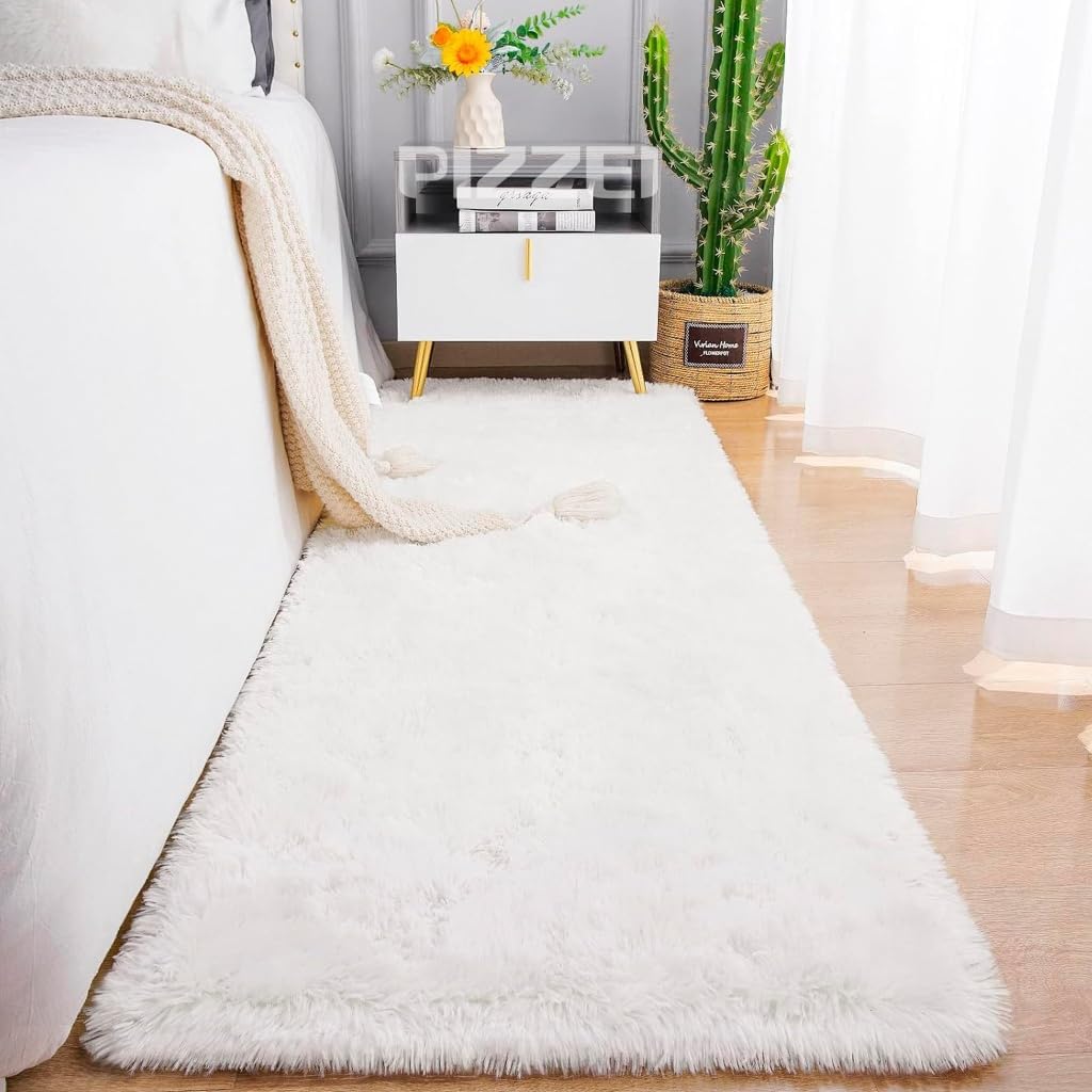 Tapete Felpudo Peludo de Luxo para Quarto, 3D Shaggy, Cinza, Super Macio, Decorativo (branco)