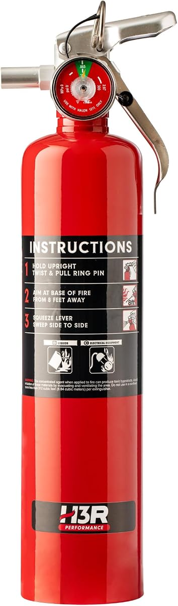 H3R Halon Fire Extinguisher for Car – HalGuard PRO Clean Agent, 2.5 lb Red, Vehicle & Auto, UL Listed (HP250R)