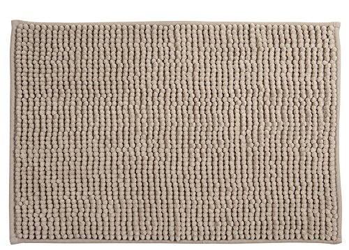 MSV Tapis de Bain Tapis de Douche „Chenille“ Poils Longs Microfibres Moelleux Anti-dérapant 40x60 cm Taupe