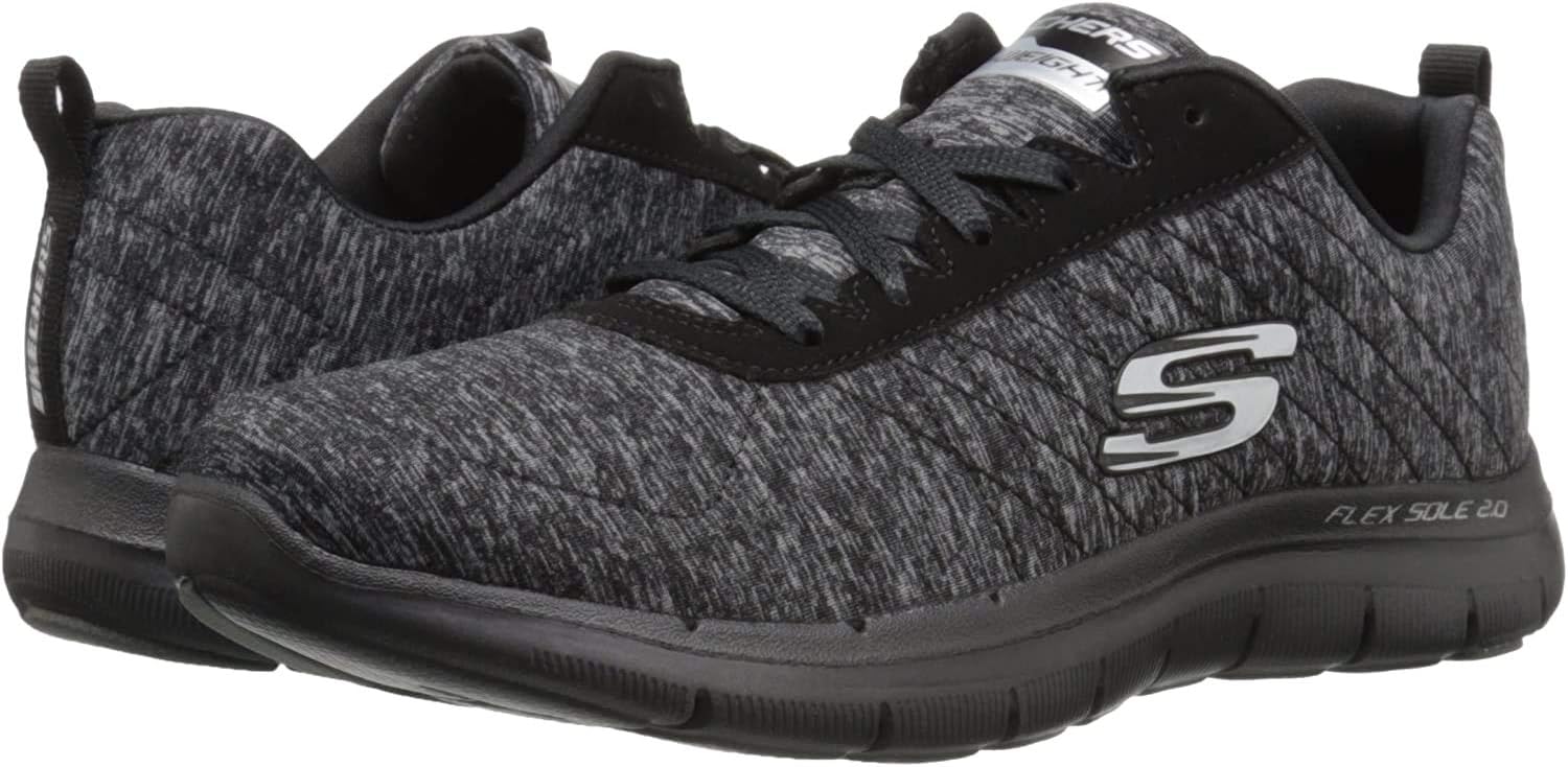 Skechers Women's Flex Appeal 2.0 Sneaker 6 Wide Black/Charcoal
