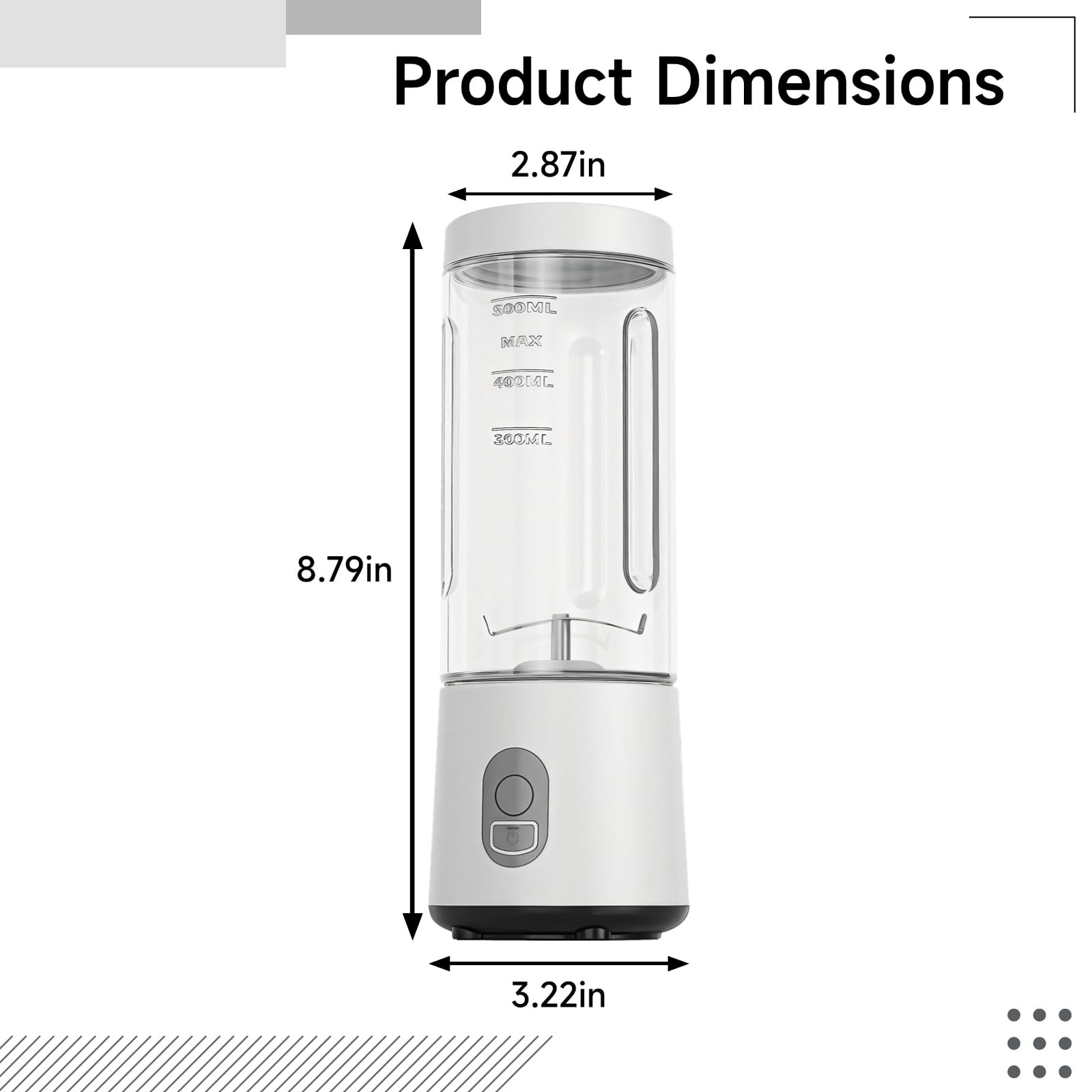 Blender-juicer portable, mini gobelet de 500 ml pour smoothies, rechargeable USB, moteur 180 W, lames en acier inoxydable, pour la maison et les sorties