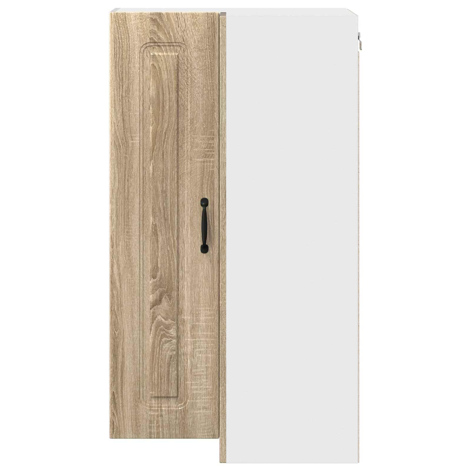 Armario esquinero de pared de madera de roble Kalmar Sonoma, 57 x 57 x 100 cm, 3 estantes, 2 puertas, armario multiusos para despensa, almacenamiento interior