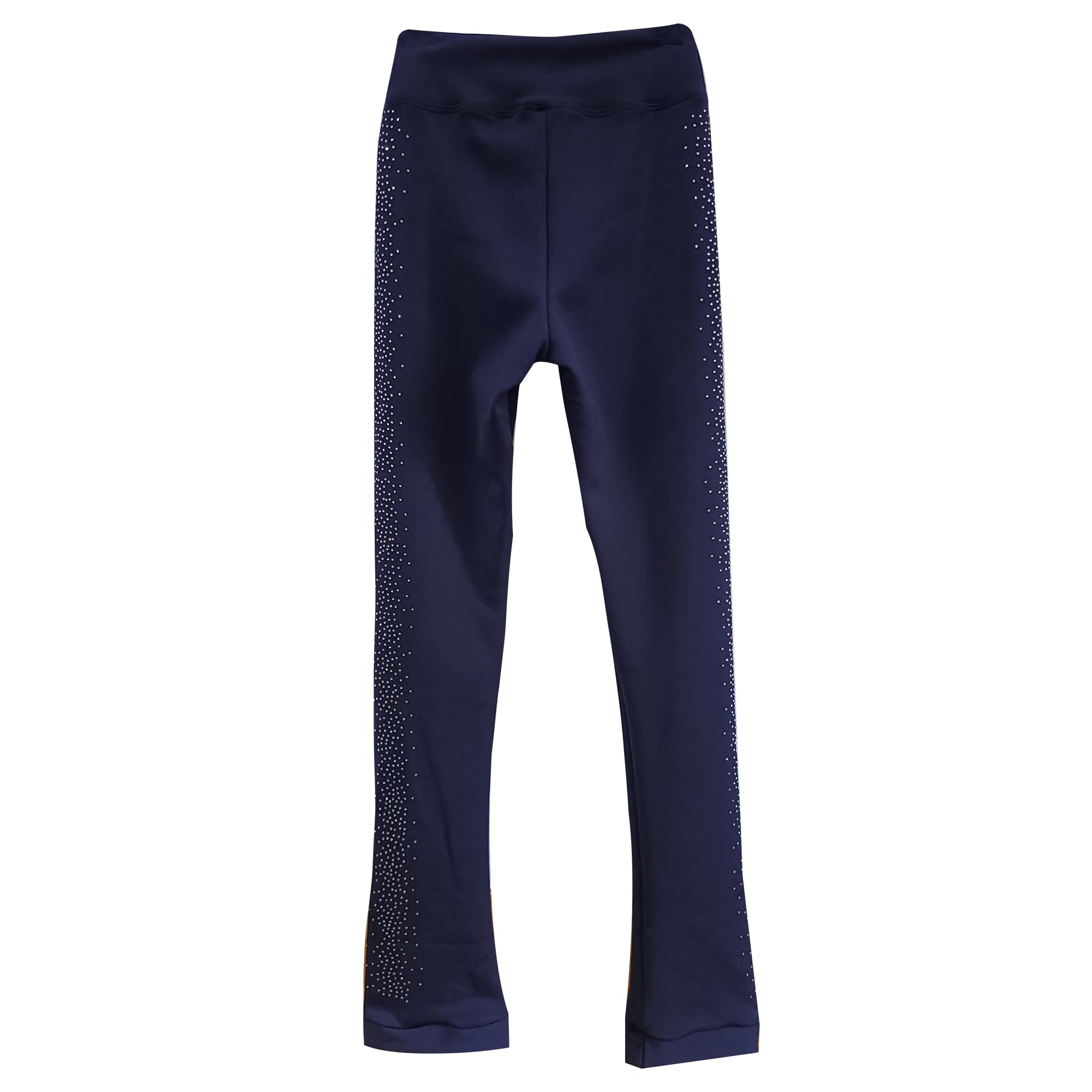 LIUHUO Pantalon de Patinage Artistique pour Filles Qualité Cristal Chaud Entraînement Polaire Stretch Leggings de Patinage