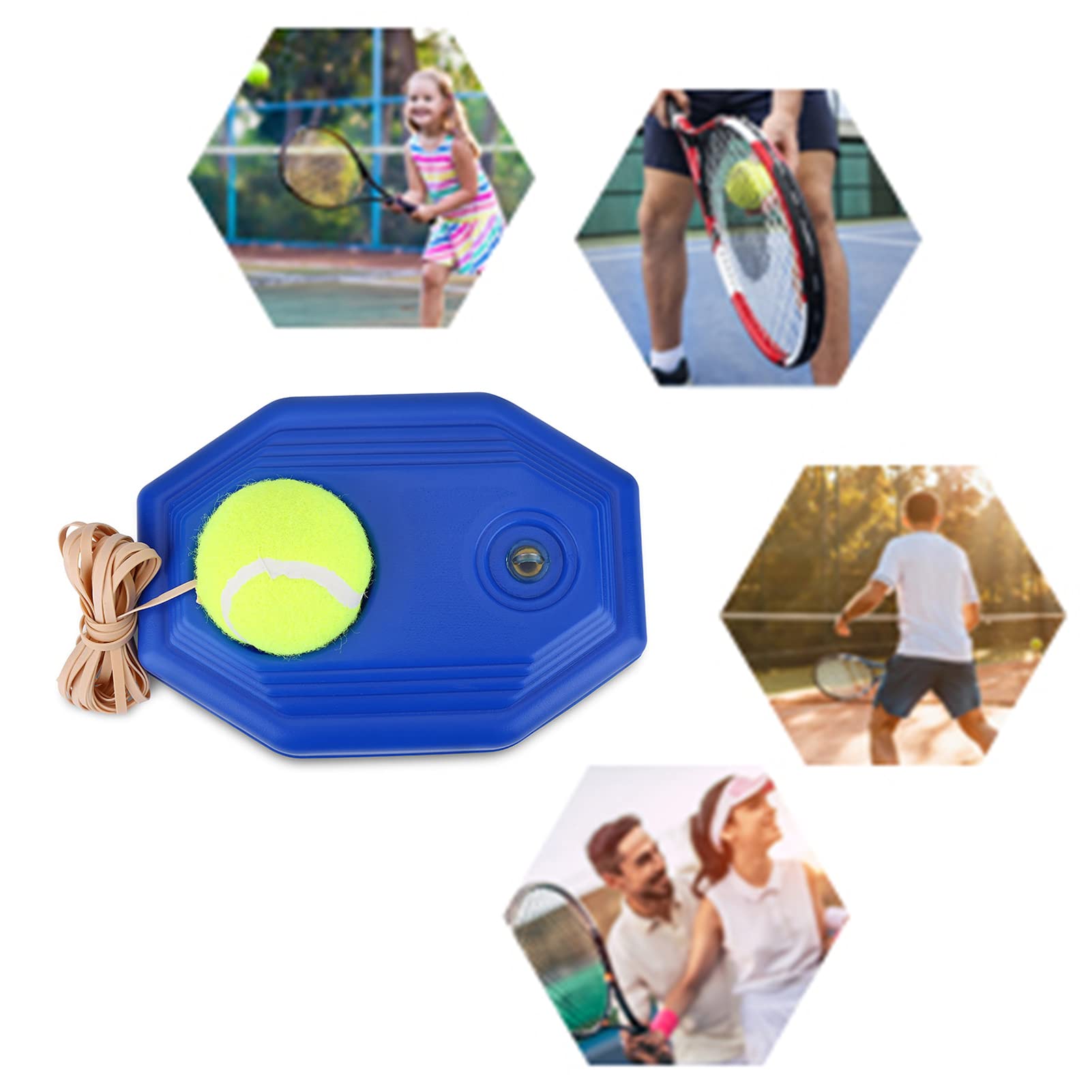 Set Base per Palline da Tennis, Resistente Allenatore per la Schiena con Pallina da Tennis con Corda Elastica in Gomma per la Pratica di Una Sola Persona