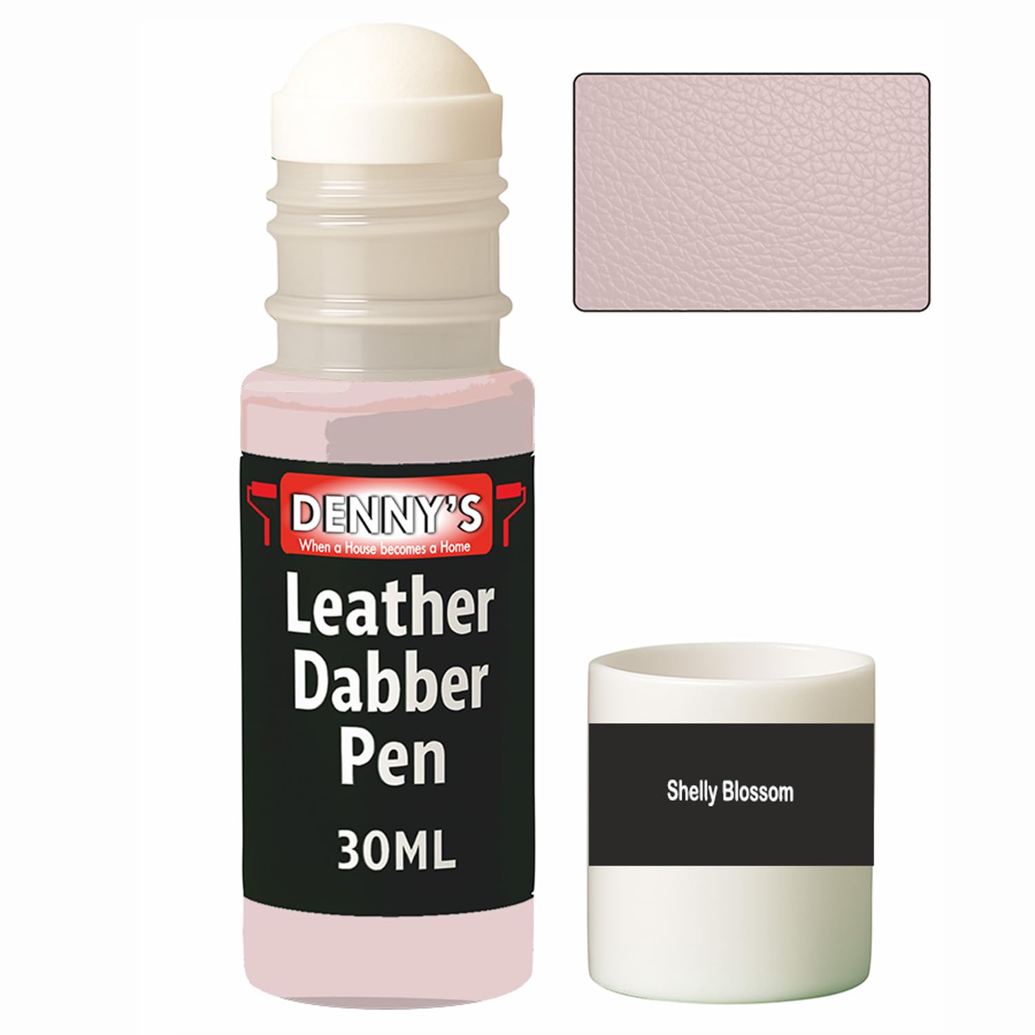 Leather Colour Restorer Recolouring Balm Repair Treatment for Faded & Worn Absorbent Leather Shoes, Boots, Jackets (53 Shelly Blossom, Dabber Pen 30ml)