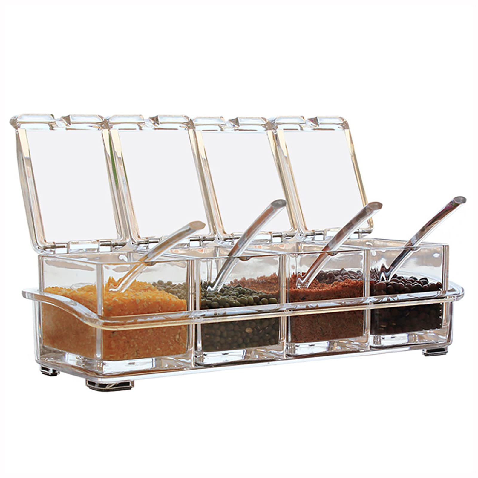 Set 4 contenitori Rollbox 45 lt trasparenti con coperchi trasparenti