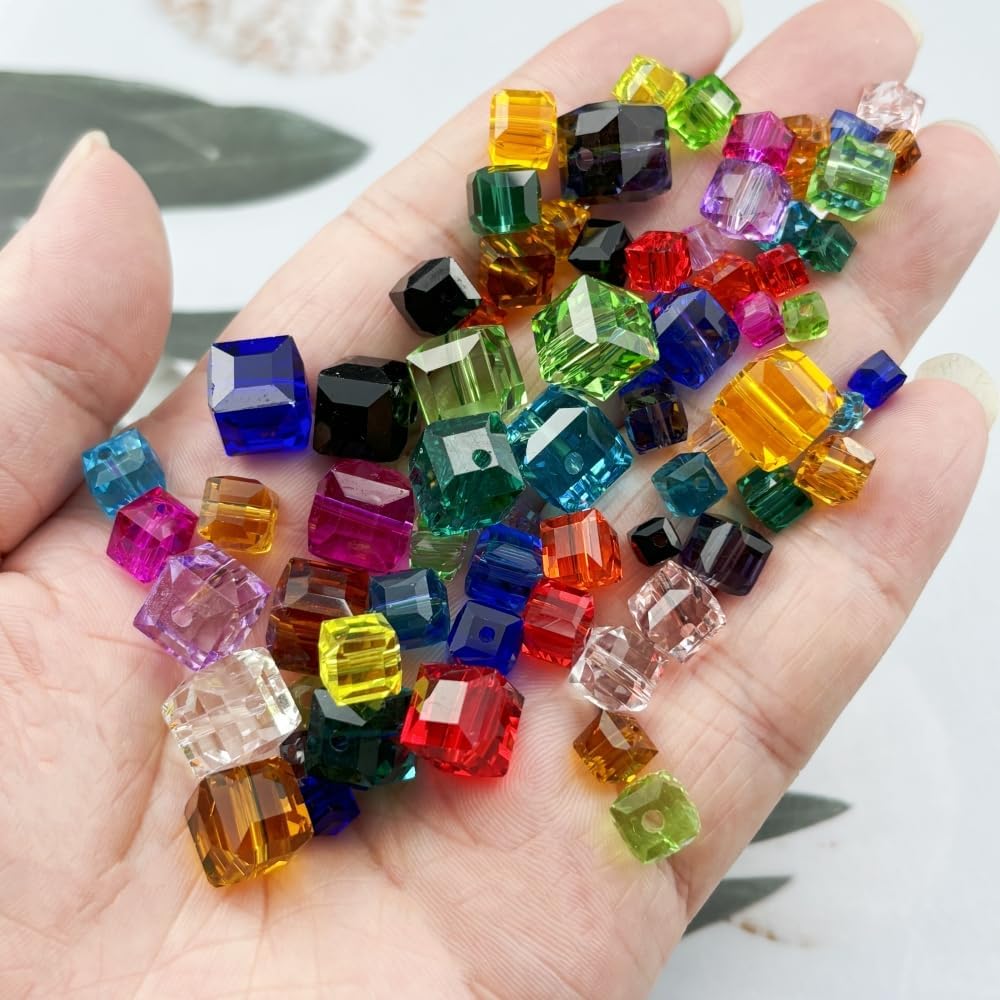 100pcs 8mm Crystal Glass Cube Beads Square Glass Beads Crystal Spacer Beads for Bracelets Necklace Earring DIY Jewelry Making Craft(Pink) - Image 3