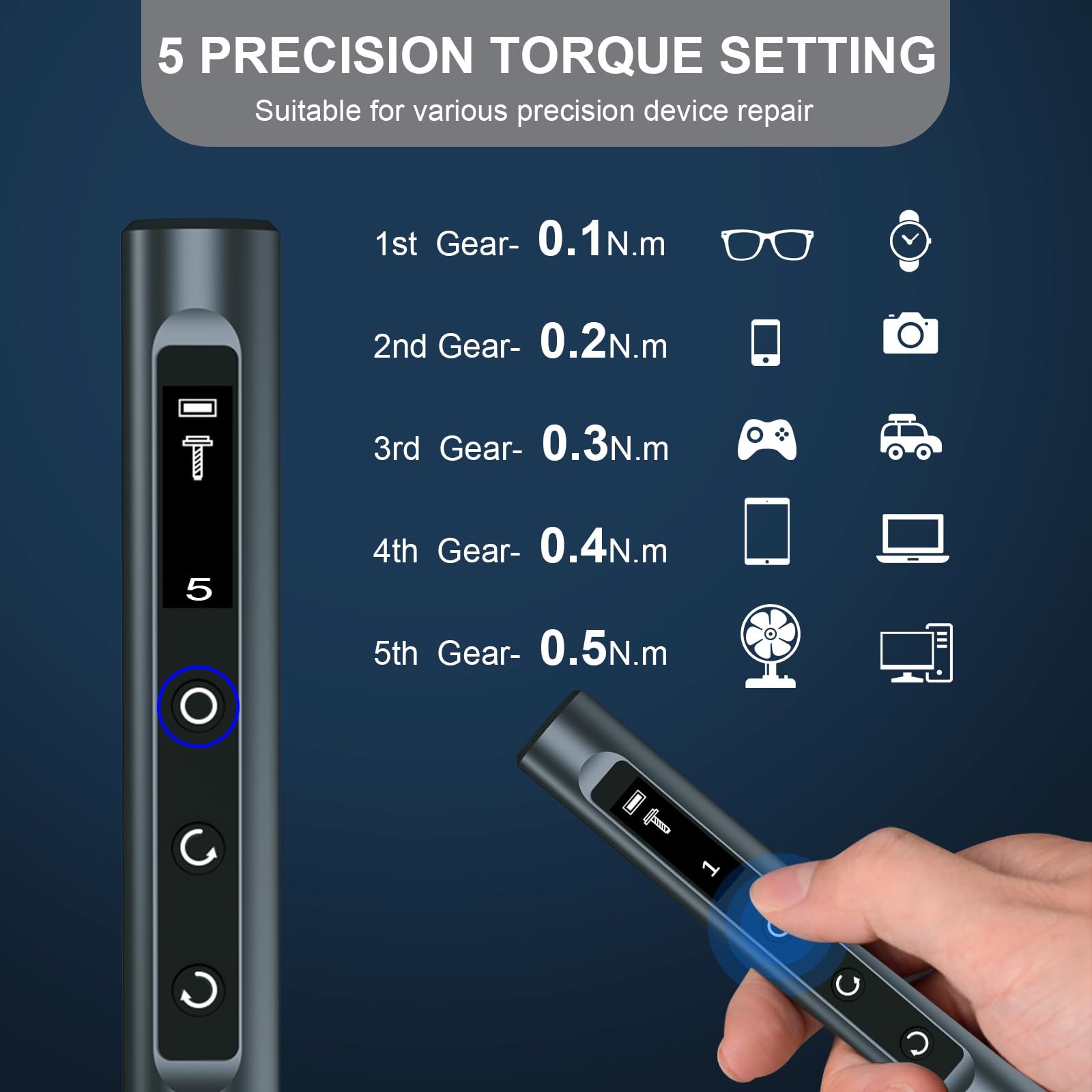 Mini tournevis électrique 3,7 V 49 en 1 tournevis de précision électrique sans fil, 5 réglages de couple, lumières LED, tige de levier, pince à épiler, kit d'outils de réparation pour ordinateur, PC