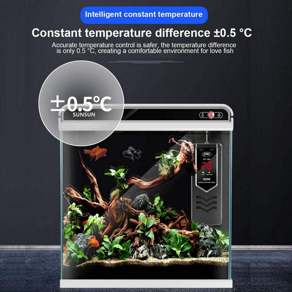 Calentadores De Acuario Led, Varilla Calefactora Sumergible De Aleación De Titanio Fish Tk con Temperatura Ajustable para 50-500l Fish Tks, 100W