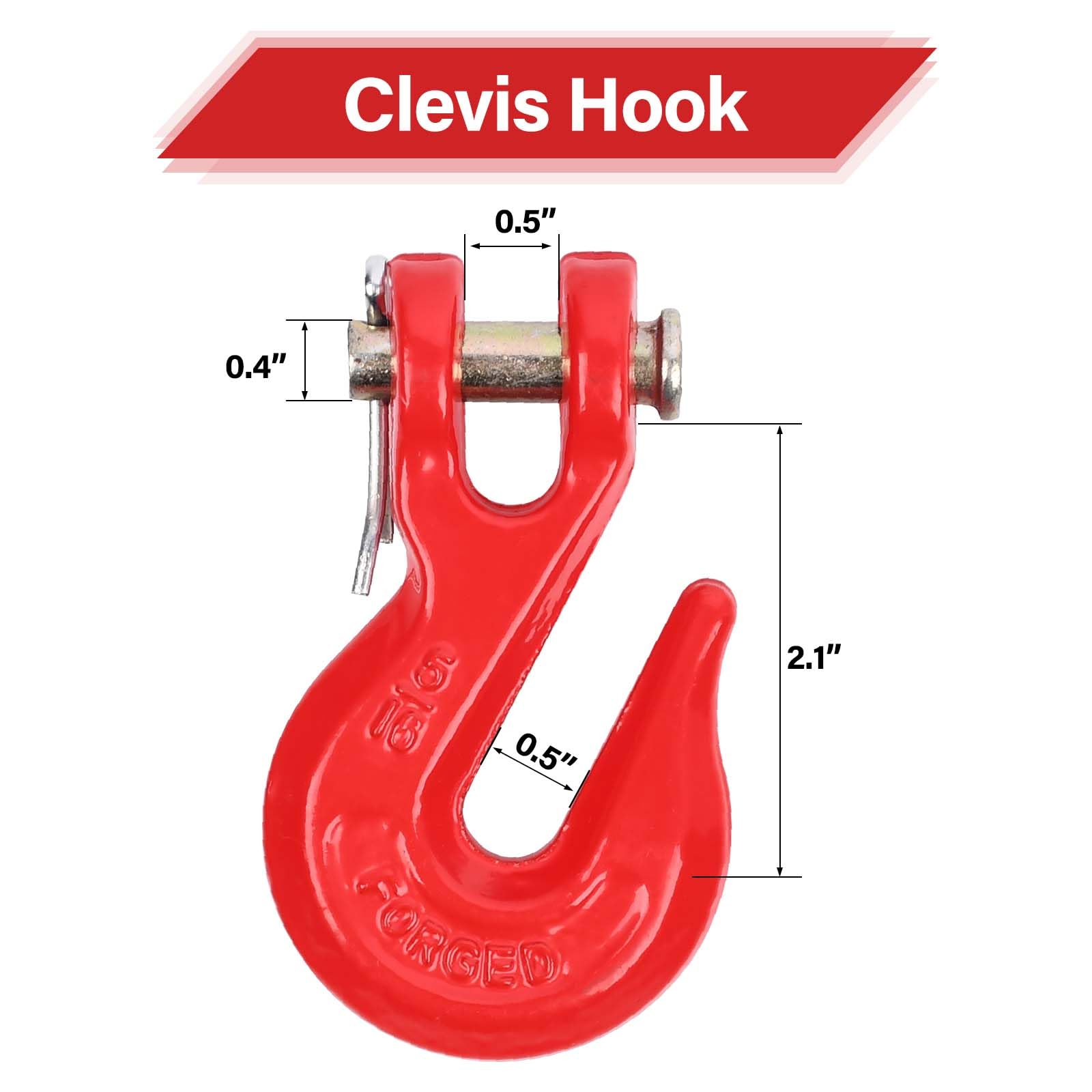Gancio per catena G80 da 5/16", confezione da 4 ganci per catena di traino di grado 80 5/16 resistenti, 4 ganci per catena di traino limite di carico di lavoro da 408,2 kg, per catena di