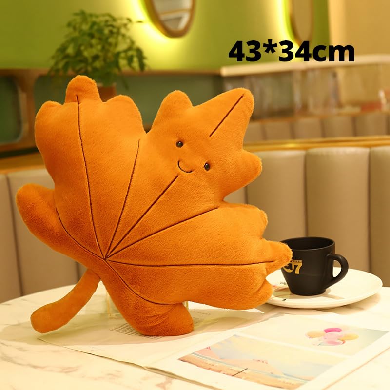 ALOEU Blätter Plüsch Kissen Kawaii Ahornblatt Ginkgo Blatt grünes Blatt Plüsch Puppen Gefüllte Weiche Pflanze Kissen für Home Sofa Decor (B)