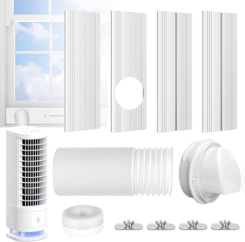Haikun Kit de ventana de aire acondicionado portátil mejorado con manguera de escape de 5.9 pulgadas, kit de ventilación de ventana de aire
