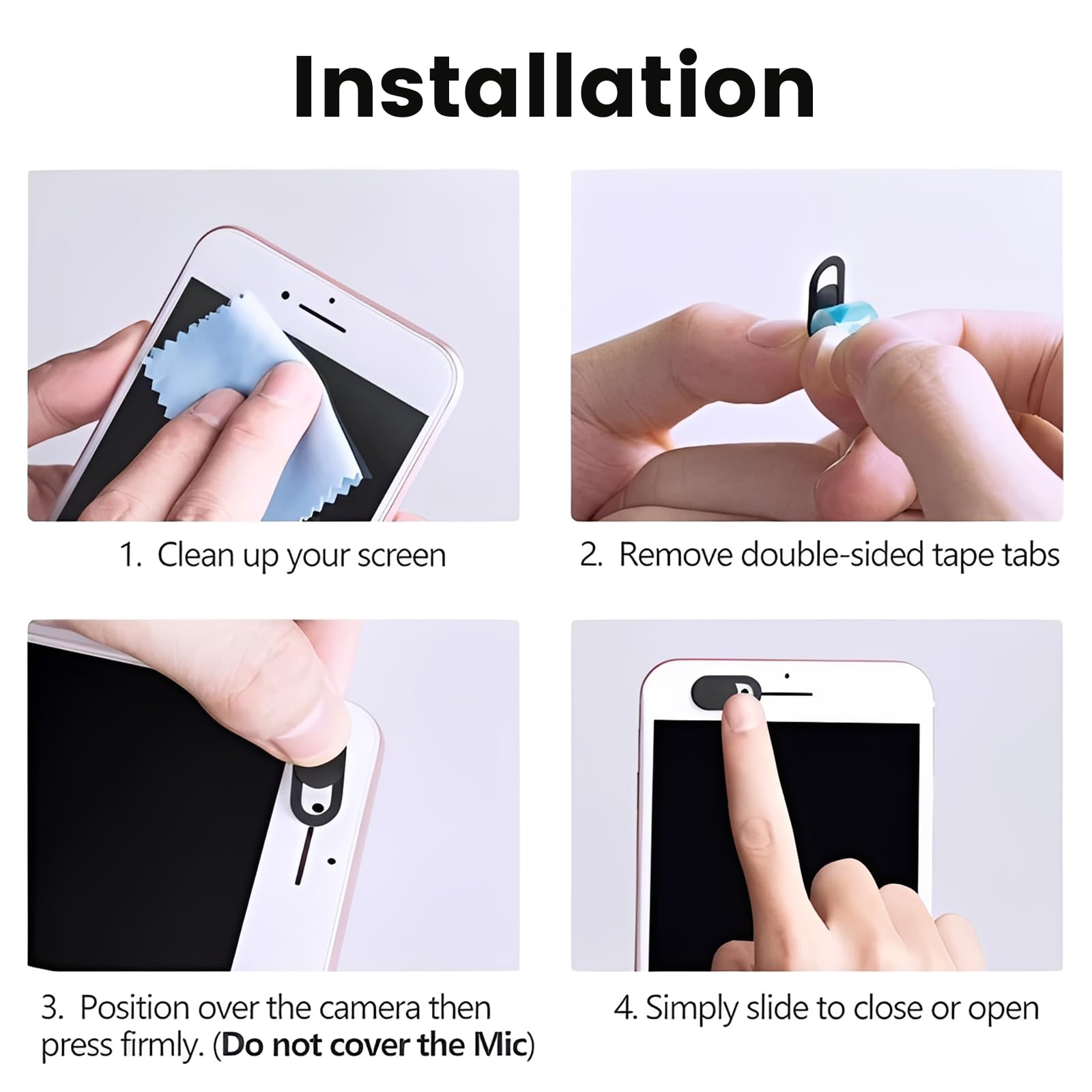 Set 32 Pezzi Copertura Webcam Ultrasottile, Copri Telecamera Slider per Laptop, Tablet e Smartphone, Protezione della Privacy in Plastica con Adesivo Forte - Non per Doppia Fotocamera
