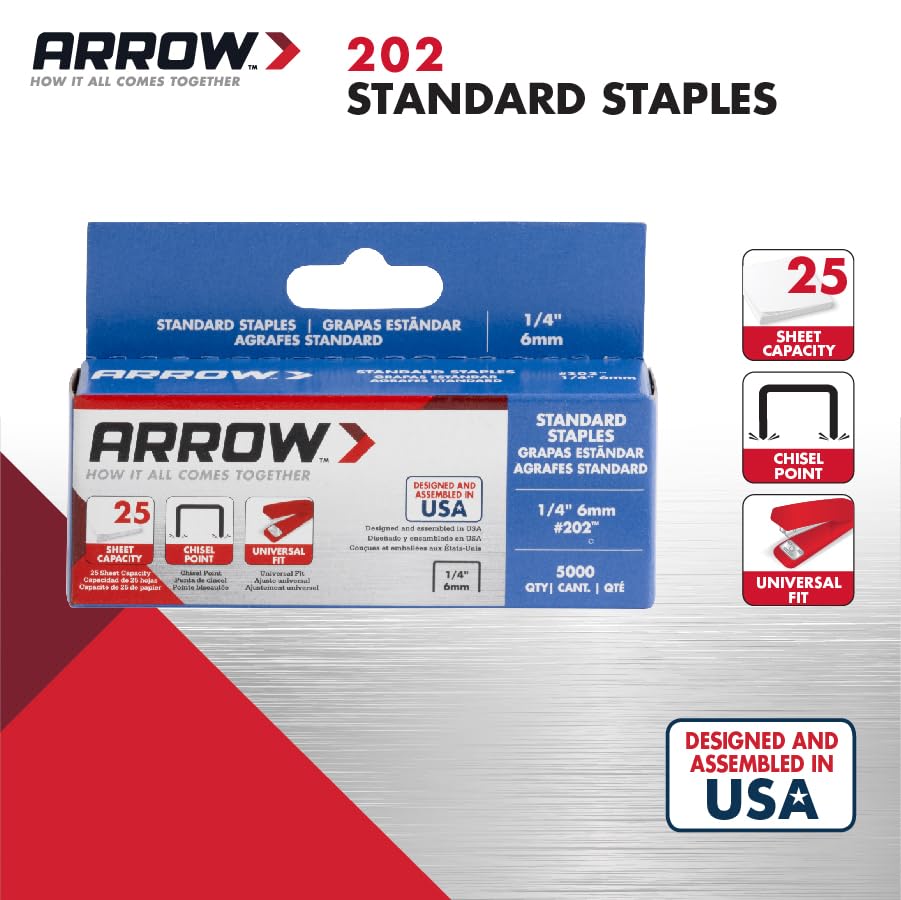 Miniatura 2 de Arrow 202 grapas estándar de 14 pulgadas de longitud, suministros de oficina de acero galvanizado para engrapadoras de escritorio para negocios,