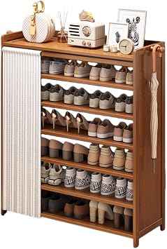 Shoe Rack, Shoe Cabinet, Entryway Storage, Wooden Storage Shelf, Freestanding Shoe Rack, Large Capacity, Thin, Dustproof, Waterproof, Breathable, No Tools Required, Compact, Slim, Space Saving