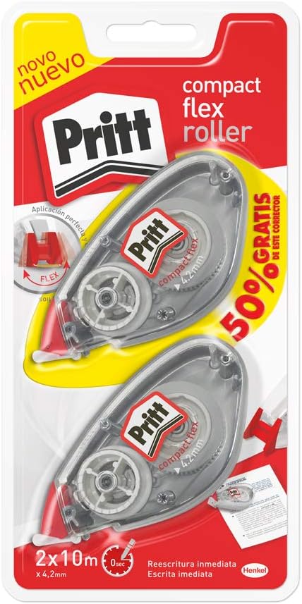 Nastro Correttore Pritt Flex Roller - Ricarica Da 12 Metri, Larghezza 4.2mm, Confezione Da 5 - Foto 2
