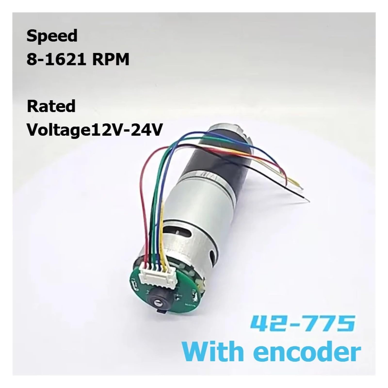 Motoriduttore DC planetario 42-775 con motore elettrico 24V ad ingranaggi silenziosi ad alta potenza Encoder 12V(1621rpm,12V)