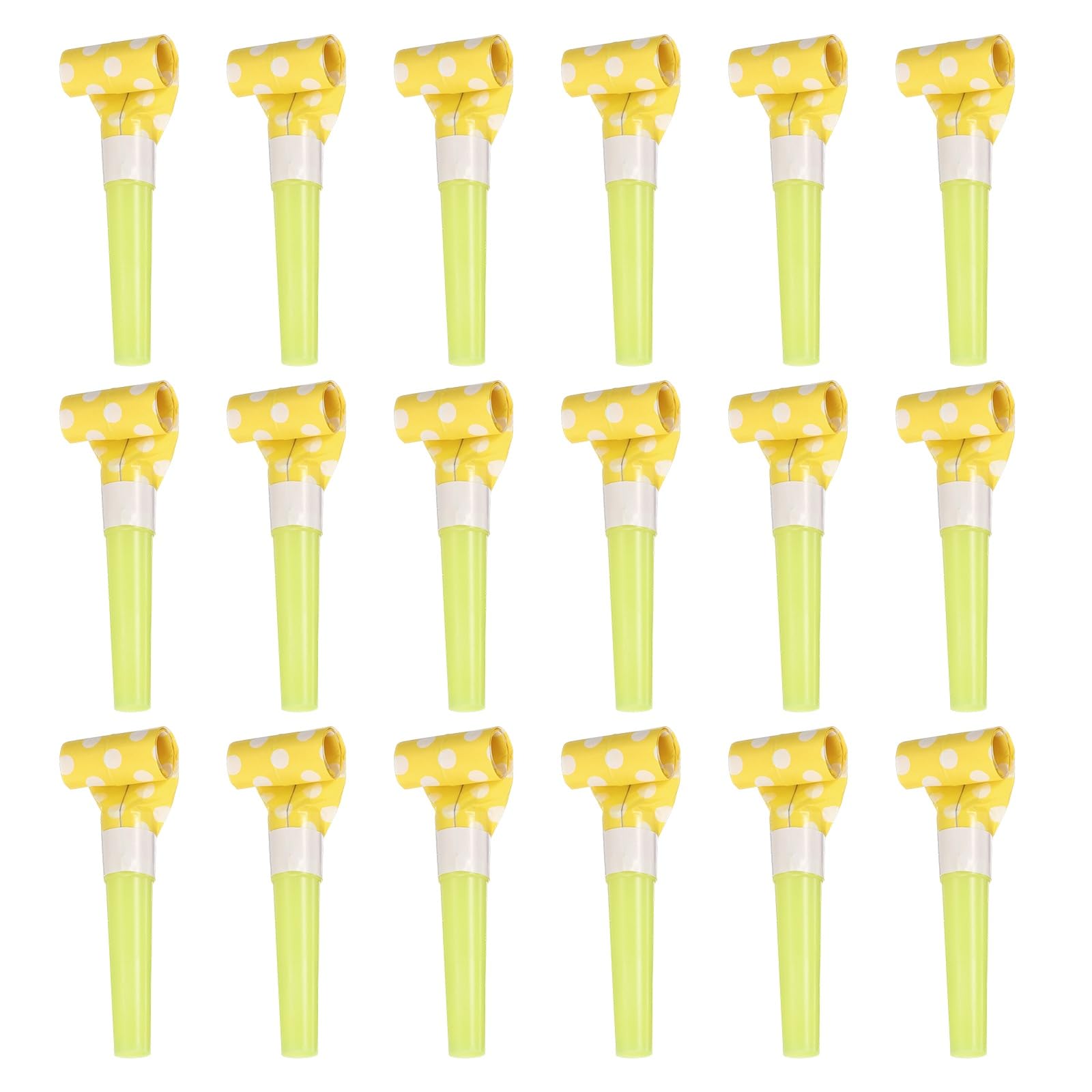 sourcing map 18 Pcs Colorful Noise Makers Plastic Party Blowers Party Favors for Birthday Parties Holiday Christmas New Years Gift Favors, Yellow