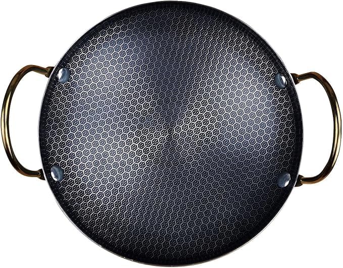 Image of TriPly Stainless Steel Kadai Wok with Induction Bottom, Glass Lid, Non-Stick Honeycomb Gas & Stovetop Compatible Indian Cooking Pan