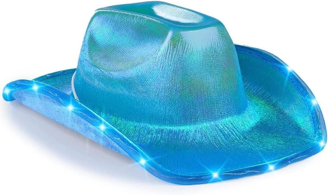 Unisex Cowboy Hat Light Up Flashing LED Brim Fun Light Up Hat For Wedding Prom Birthday Party Halloween Christmas