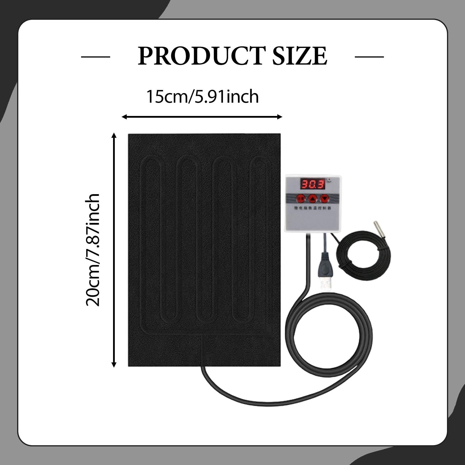 Almohadilla Calefactora para Reptiles, Manta Calefactora para Terrarios, Cojín Calefactor Portátil USB para Incubadoras, Loros Y Ranas, 15 cm x 20 cm