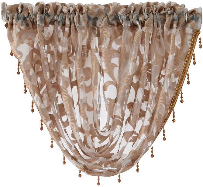 NAPEARL Window Decoration Bundle | 1 Jacquard Swags Curtains and 1 Pair Matching Sheer Curtains 96 Inches Long