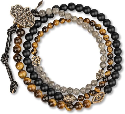 KARMA AND LUCK - Men's Hamsa Buddha Wrap Bracelet Handmade in Bali